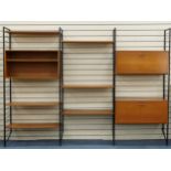 Mid century Staples Ladderax teak modular wall unit including various shelves and cupboards with