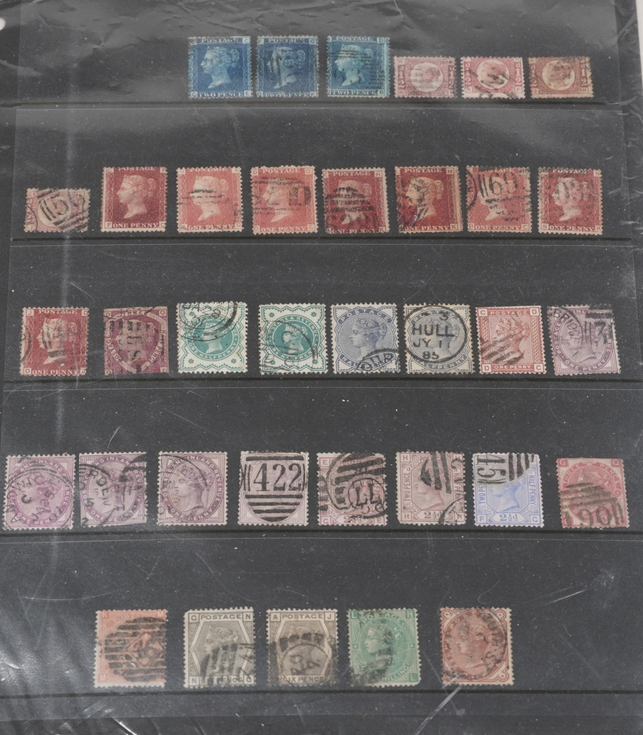 Collection of British Victorian stamps including Tuppenny Blues and sheets of Penny Reds : For