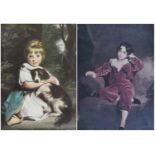 After Sir Joshua Reynolds, Miss Jane Bowls and After Thomas Lawrence, The Red Boy, two prints in