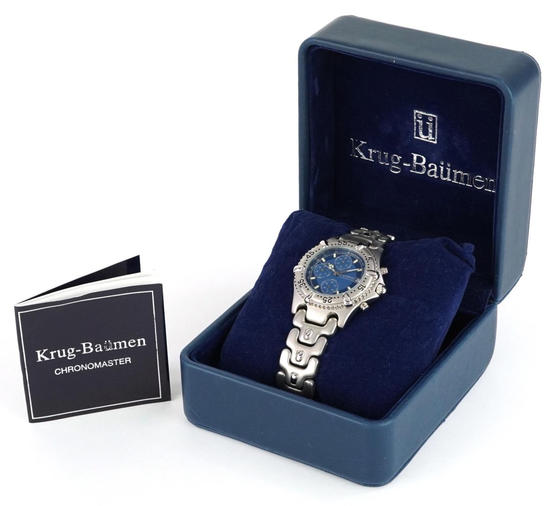 Krug Baumen, gentlemen's Chromomaster wristwatch with date aperture, box and booklet, the case