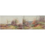 After Henry John Sylvester Stannard - Rural landscapes with figures on pathways, pair of prints in