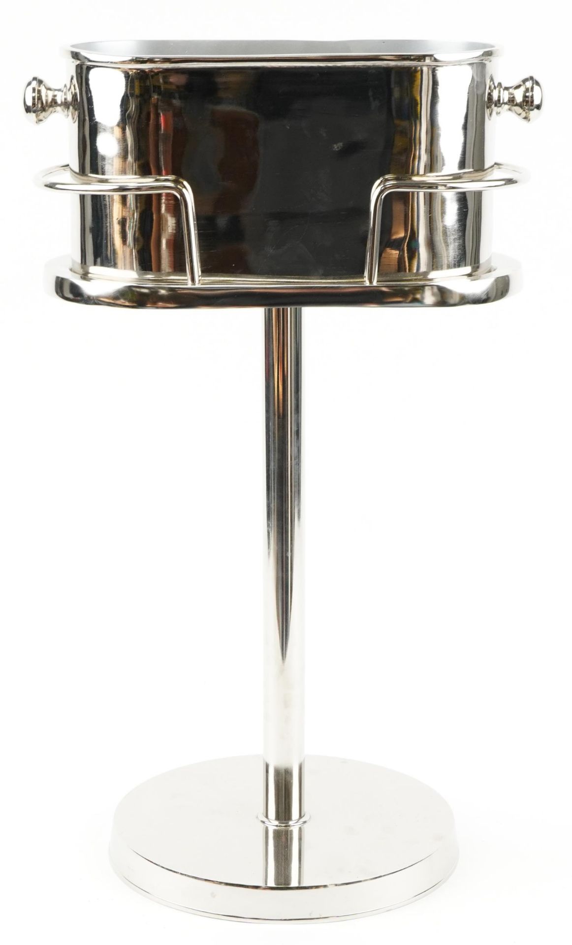 Silver plated Champagne bucket on stand, 74cm high x 41cm wide : For further information on this lot - Image 2 of 3