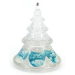 European glass Christmas tree decorated with snowy landscapes, 27cm high : For further information