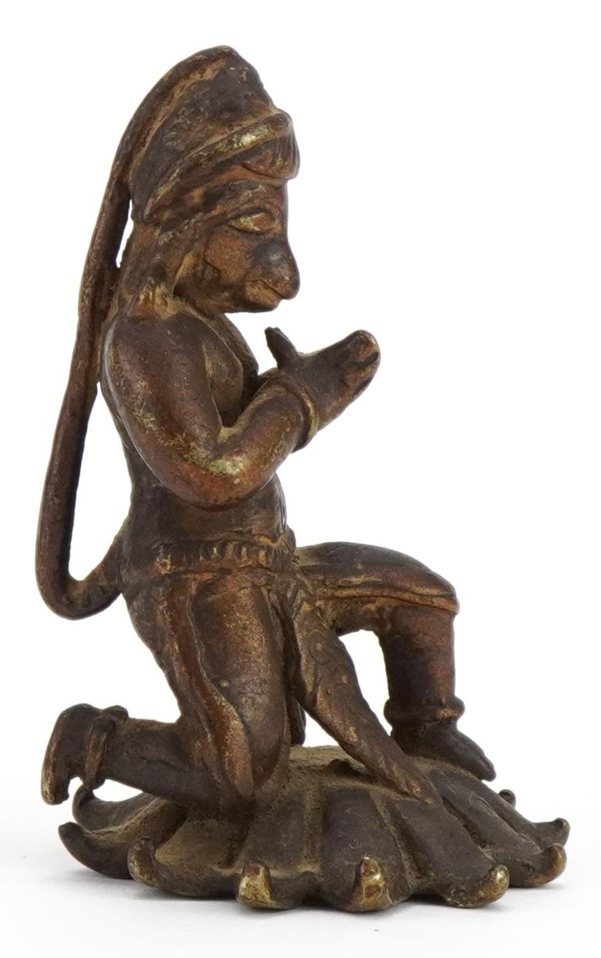 Antique Indian partially gilt bronze figure of kneeling Garuda, 8cm high : For further information - Image 5 of 7