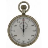 Gentlemen's white metal stopwatch with enamelled dial, the case numbered 910458, 50mm in