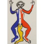 Alexander Calder - Three legged man, lithograph in colour, mounted, framed and glazed, 36.5cm x 26.