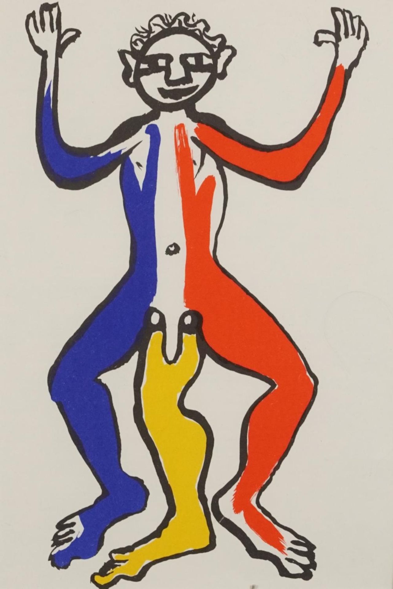 Alexander Calder - Three legged man, lithograph in colour, mounted, framed and glazed, 36.5cm x 26.