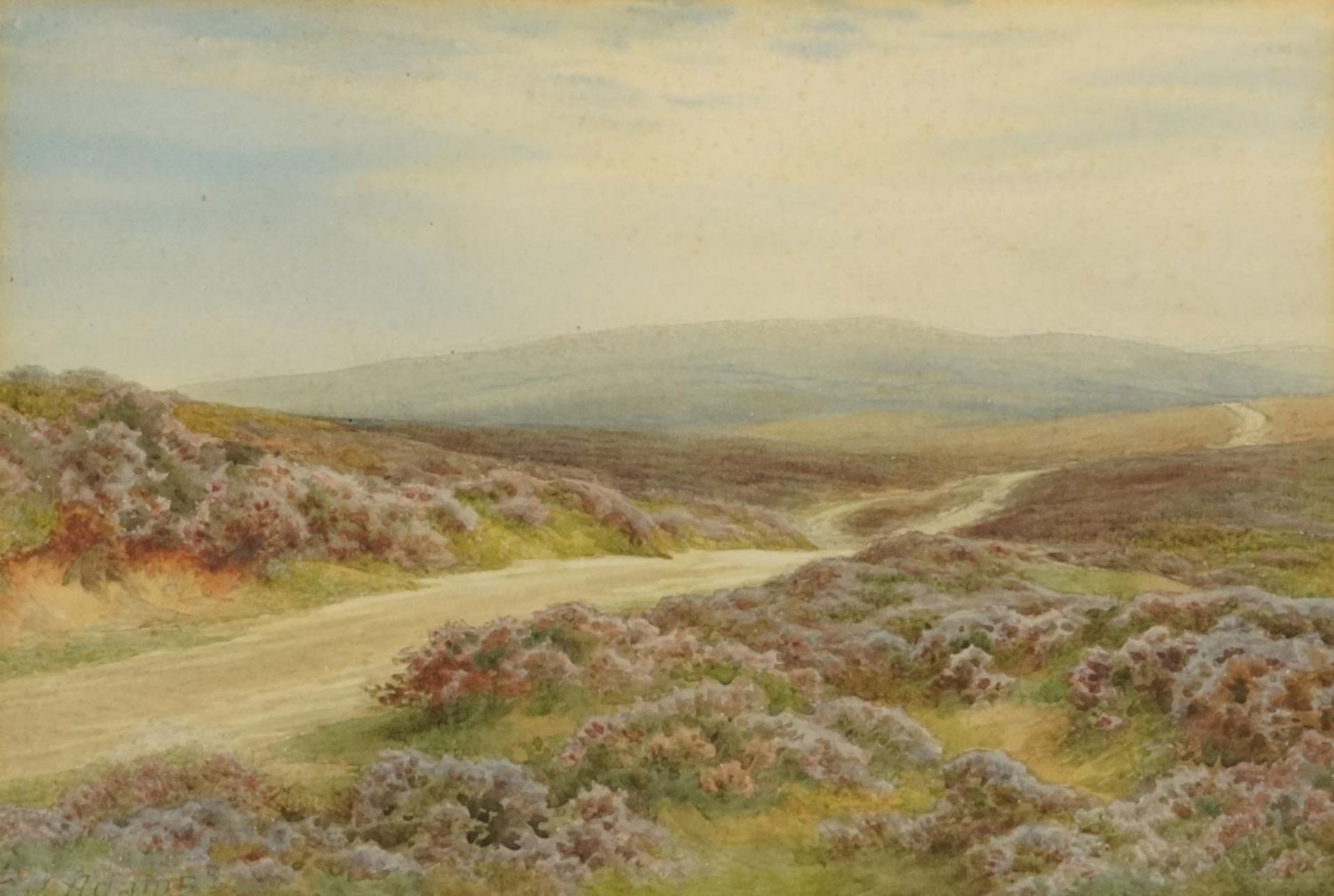 Charles James Adams - Rural landscape with path and heather, late 19th/early 20th century