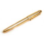 Cartier Pasha gold plated fountain pen set with a blue cabochon having an 18k gold nib dated 1989,
