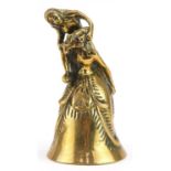 Unusual Victorian heavy brass satirical table bell in the form of a nude female and bearded