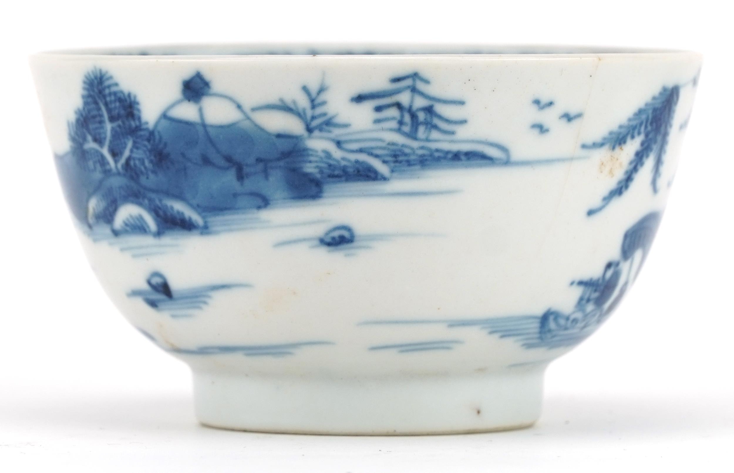 Chinese blue and white porcelain plate and tea bowl hand painted with a river landscape, the largest - Image 3 of 6