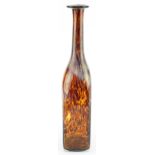 Large Mdina long necked mottled brown bottle vase signed Mdina to the base, 38cm high : For