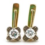 Pair of 18ct gold diamond solitaire earrings, each diamond approximately 4.5mm in diameter, each