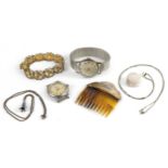 Vintage and later silver jewellery and wristwatches including a silver and faux tortoiseshell