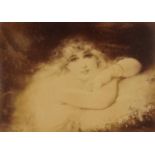 Portrait of an Art Nouveau female, 19th century French photograph, indistinctly signed, mounted,