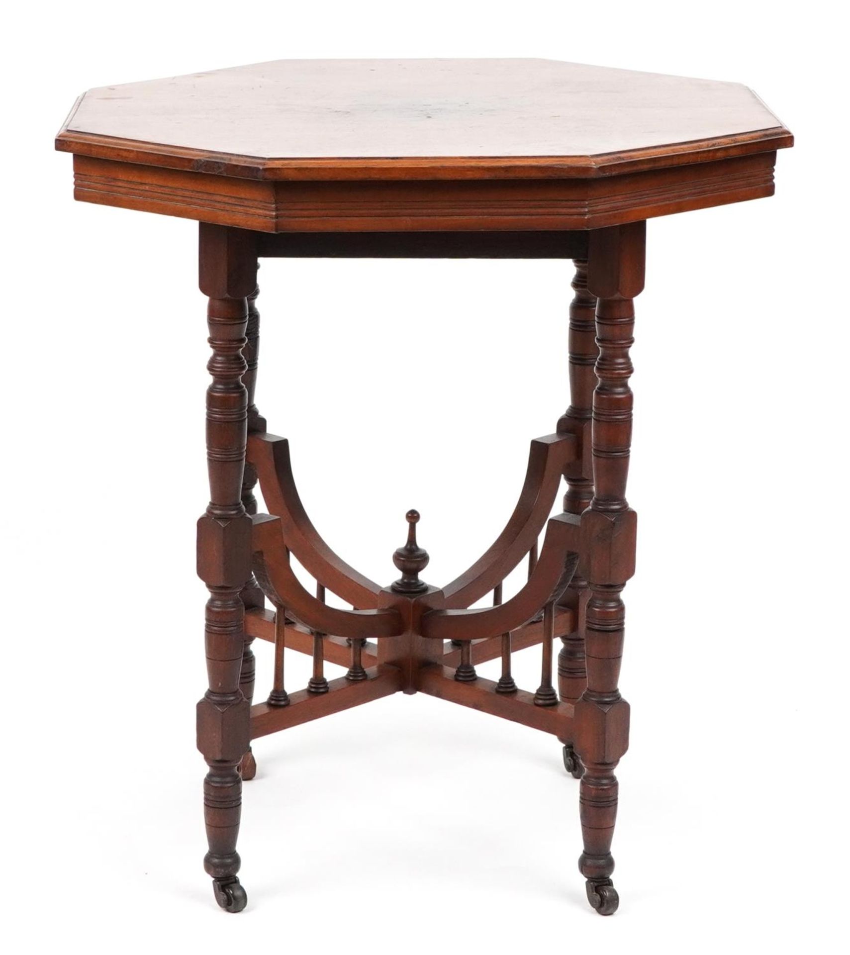 Aesthetic style mahogany octagonal centre table, 72.5cm high x 72cm in diameter : For further