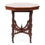 Aesthetic style mahogany octagonal centre table, 72.5cm high x 72cm in diameter : For further