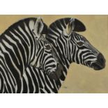 Clive Fredriksson - Study of two zebras, oil, framed and glazed, 79cm x 58cm excluding the frame :
