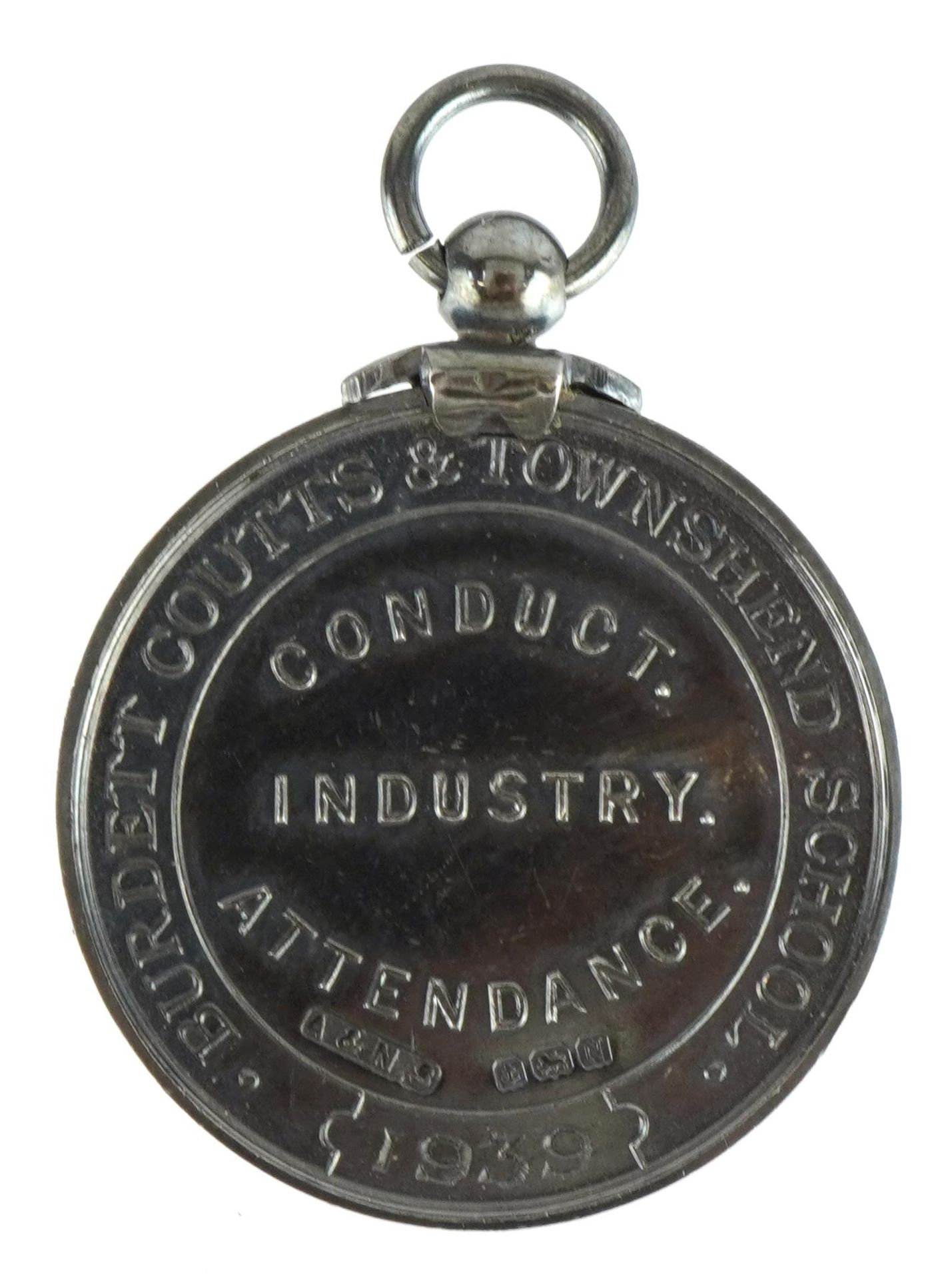 Silver Burdett Coutts & Townshend School Conduct Industry Attendance jewel with fitted case, 4cm - Image 2 of 4