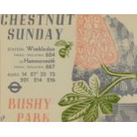 Edward Bawden - Chestnut Sunday, Wimbledon, lithograph in colour, various inscriptions verso