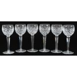 Set of six Waterford Crystal Tyrone or Adare hock glasses, each 18.5cm high : For further