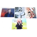 Three celebrity autographs together with one other, the largest 25.5cm x 20cm : For further