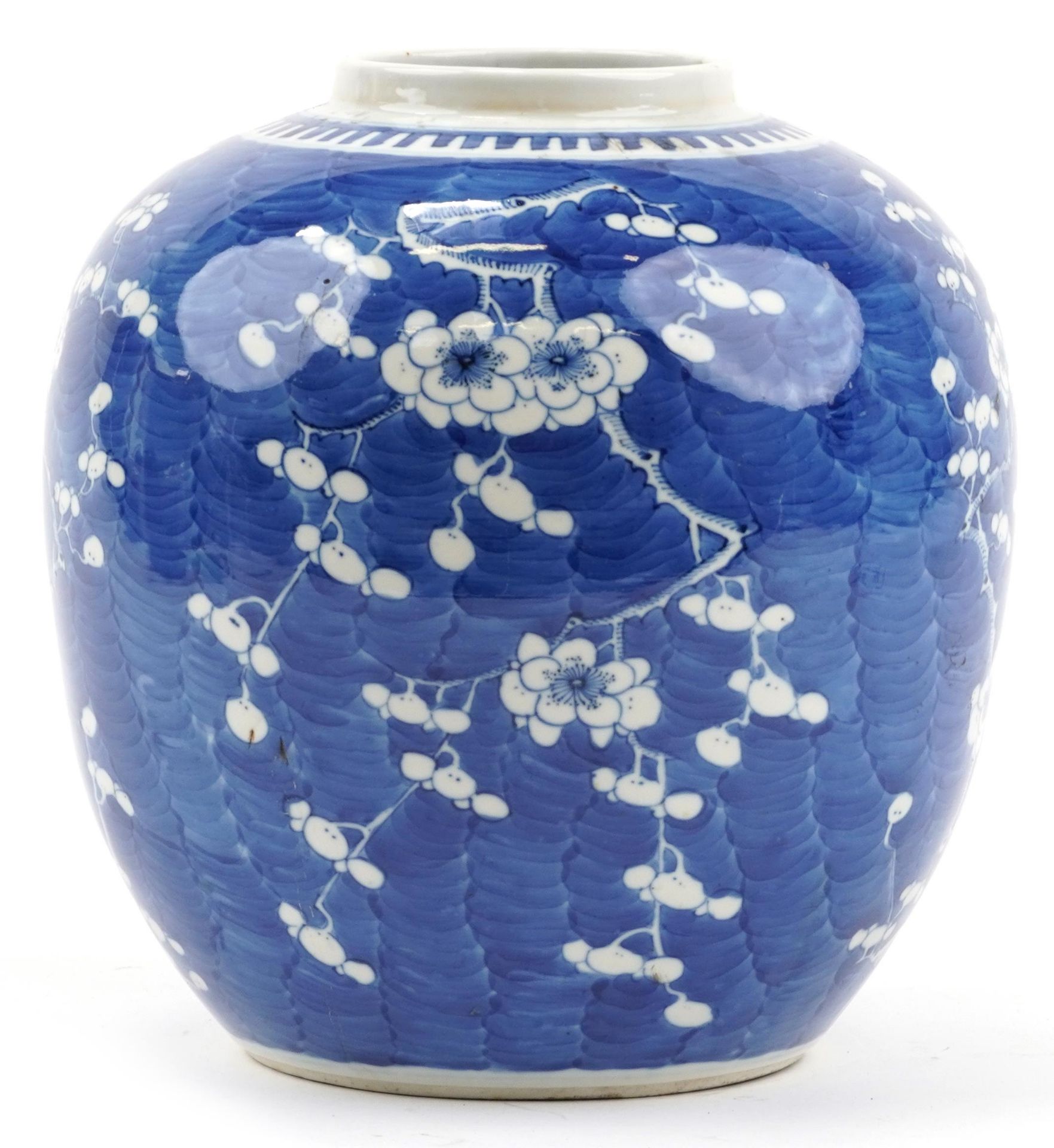 Unusually large Chinese blue and white porcelain ginger jar hand painted with prunus flowers, four - Image 2 of 7
