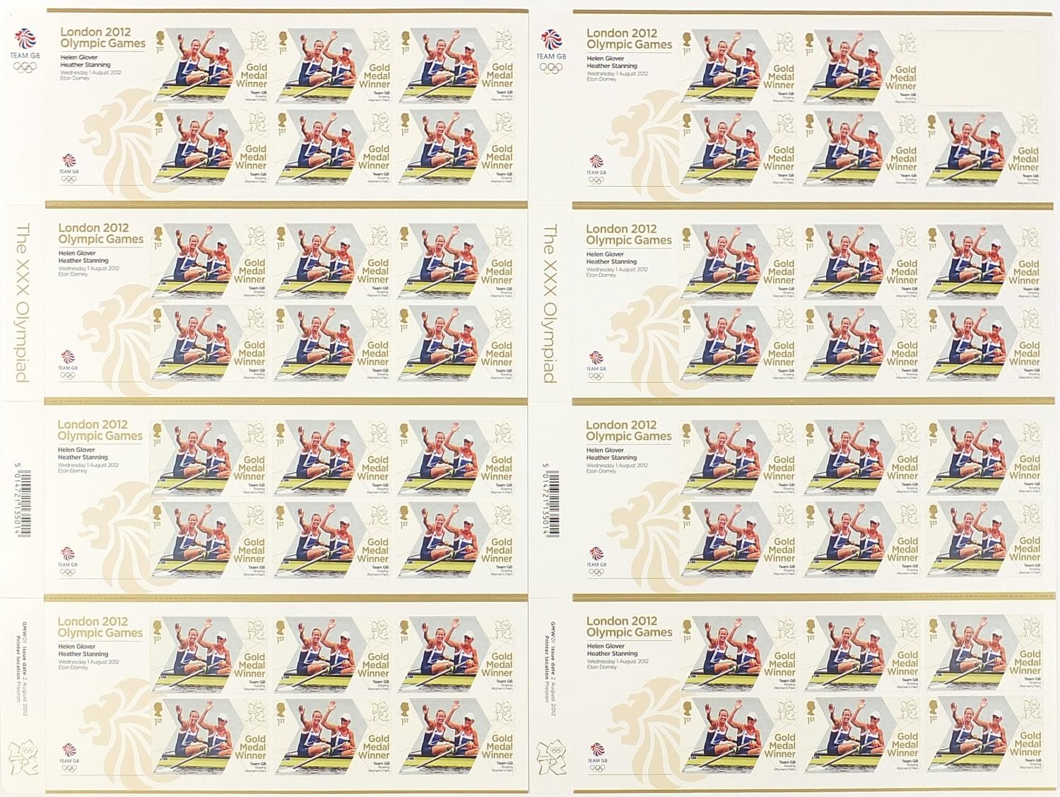 Two sheets of twenty four Royal Mail first class London 2012 Olympic games stamps : For further