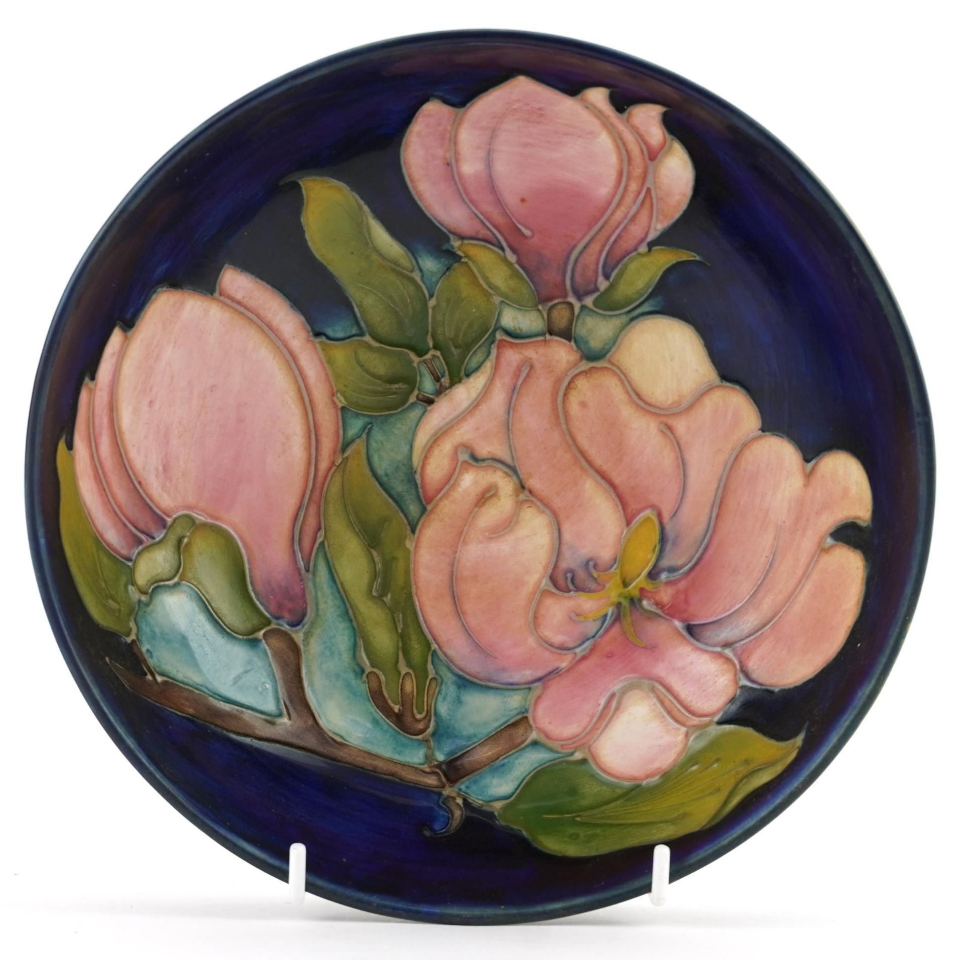 Moorcroft pottery bowl hand painted in the Magnolia pattern, 21.5cm in diameter : For further