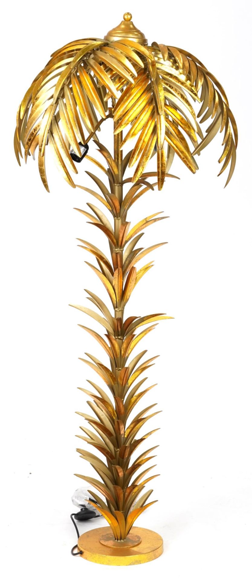 Hollywood Regency style floor standing gilt metal palm tree design standard lamp, 158cm high : For - Image 2 of 2