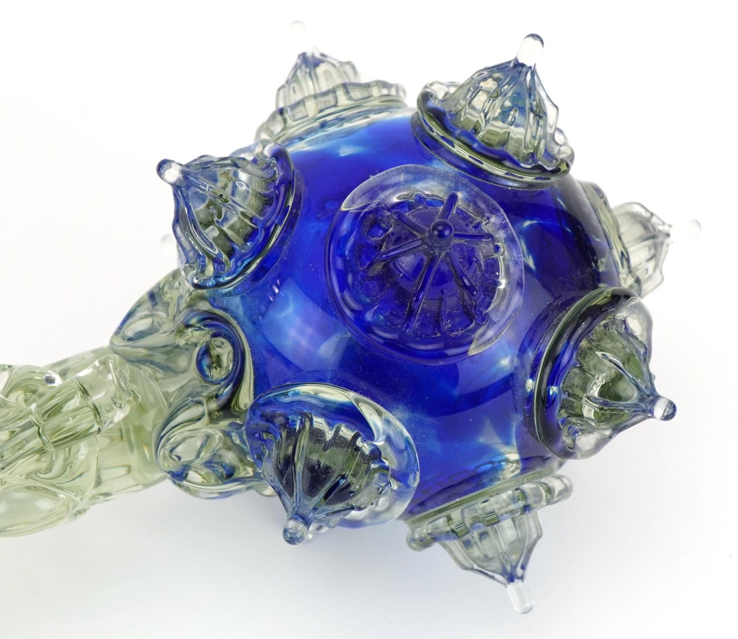 Murano clear and blue glass sceptre/mace, 45cm in length : For further information on this lot - Image 2 of 3