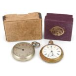 Two gentlemen's pocket watches comprising Ingersoll Triumph and Best Lever with silvered dial, the