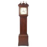 19th century oak cased grandfather clock, the painted face inscribed Joseph Booth Bridport, 205cm