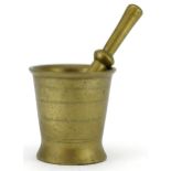 Antique bronze pestle and mortar, the pestle 23cm in length : For further information on this lot