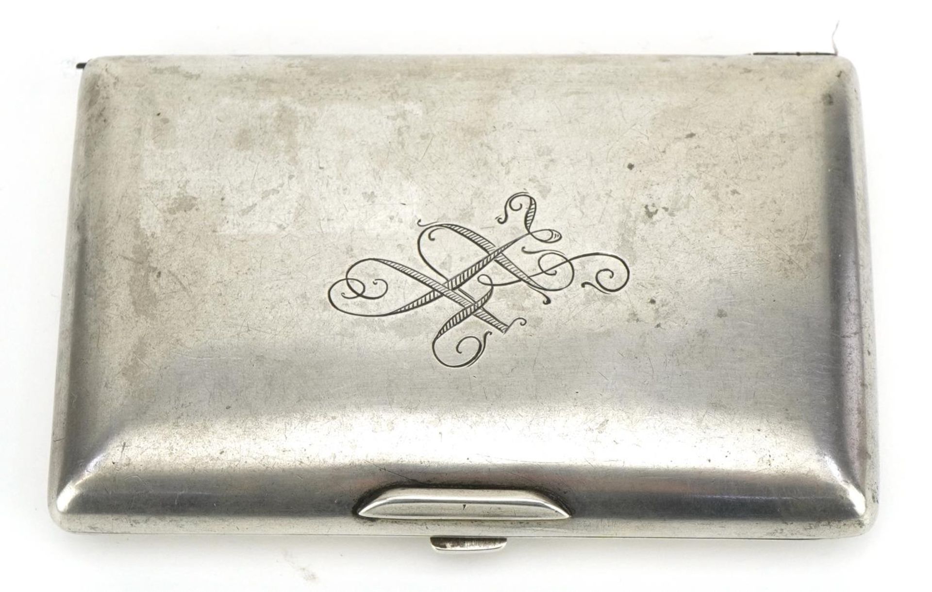 Rectangular silver cigarette case, impressed Russian marks to the interior, 12cm wide, 179.8g : - Bild 2 aus 6