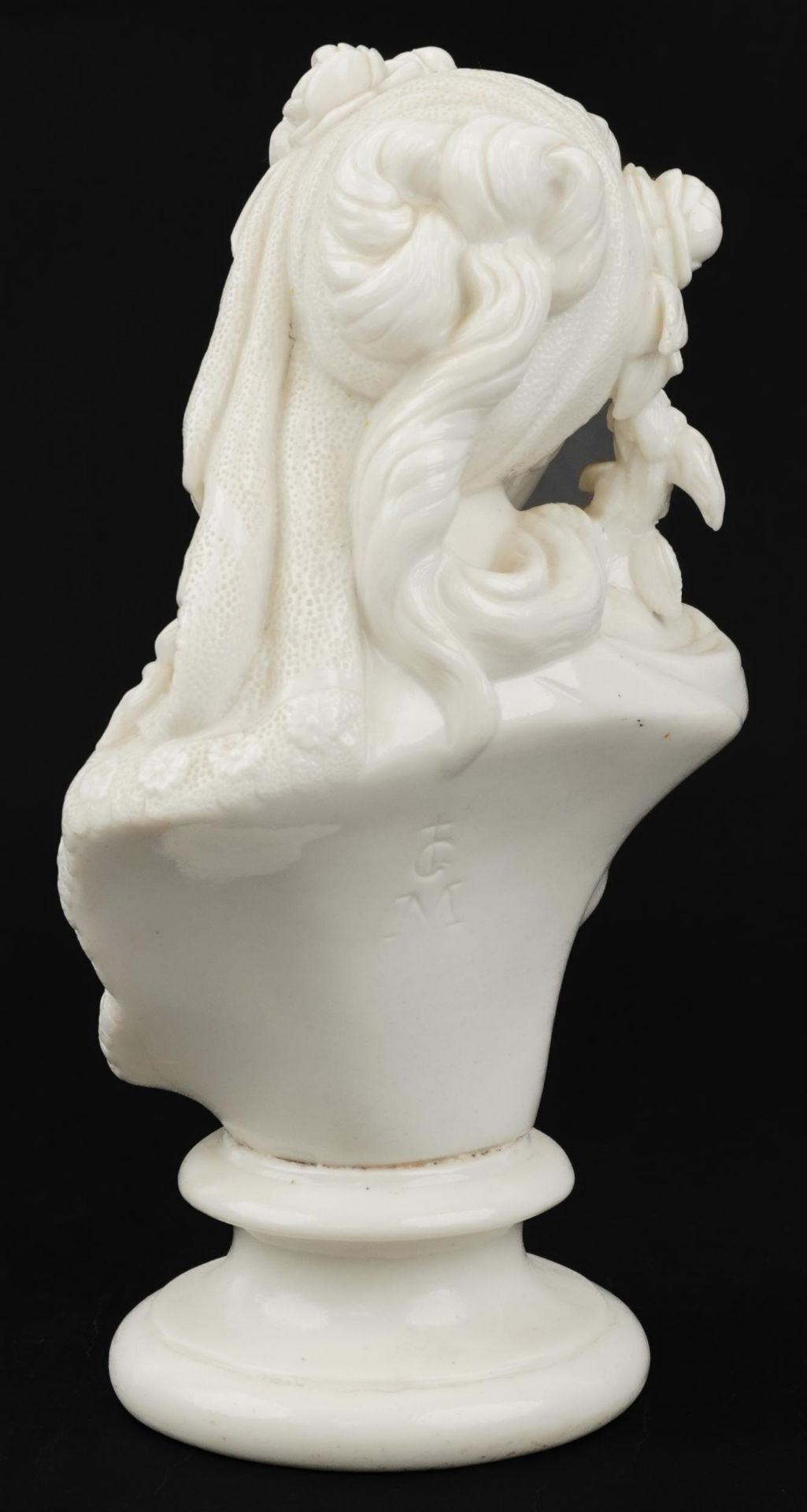 19th century continental porcelain bust of a maiden, incised marks to the reverse, 24cm high : For - Image 2 of 4