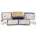 Vintage Chad Valley bone and bamboo mahjong set with case, 21cm wide : For further information on
