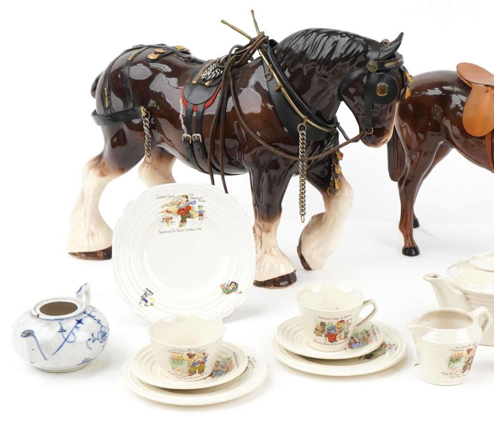 Collectable china including doll's house tea service and two Melba Ware shire horses : For further - Image 2 of 3