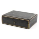 Victorian tooled leather travelling writing box with brass lock impressed S Mordan & Co London, 10cm