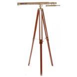 Brass floor standing telescope with adjustable tripod base, 100cm in length : For further