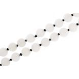 Chinese single strand white jade bead necklace, 70cm in length : For further information on this lot