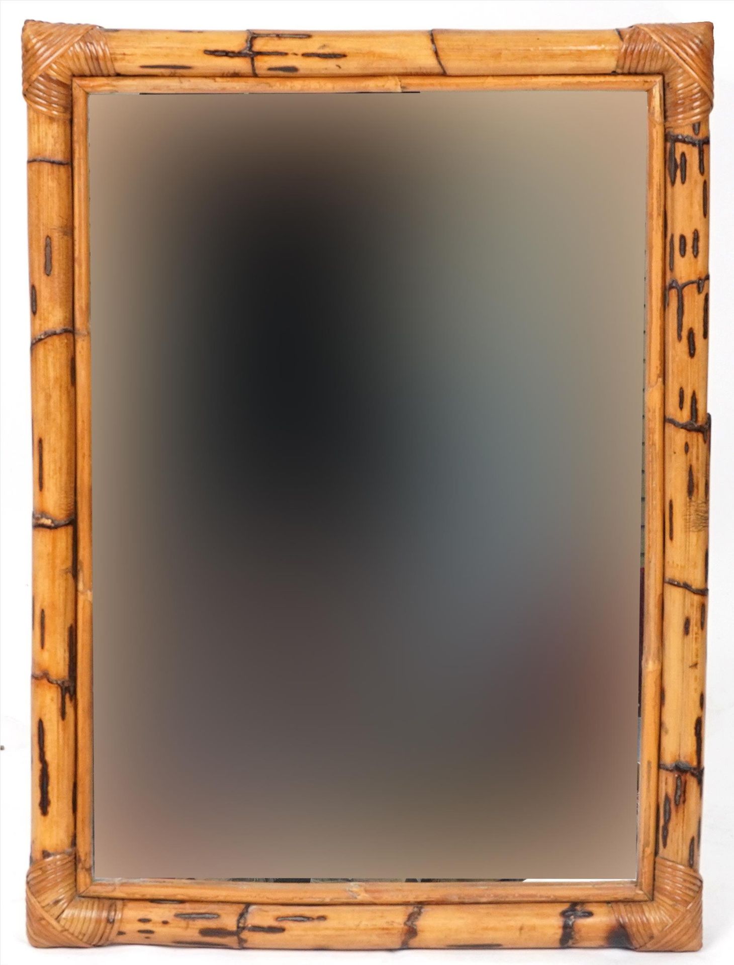 Aesthetic style rectangular bamboo framed wall hanging mirror, 78cm x 58cm : For further information