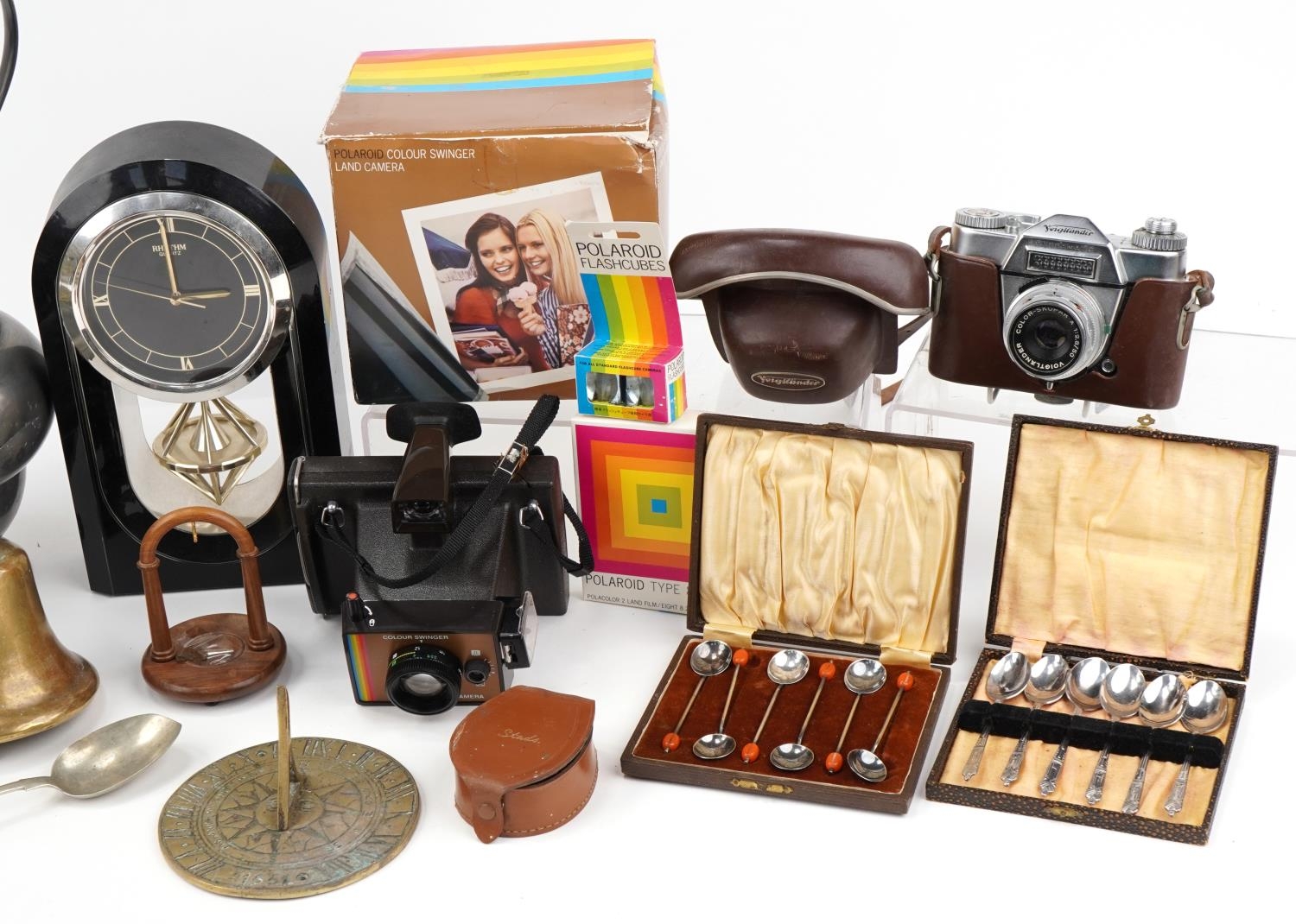 Antique and later sundry items including Voigtlander camera, sundial and bronze bell : For further - Image 2 of 3
