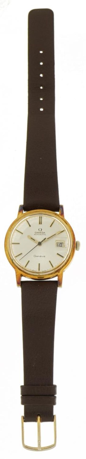 Omega, gentlemen's Omega Geneve automatic wristwatch with date aperture and Omega box, the case 35mm - Image 3 of 6