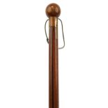 Early 20th century mahogany photographer's walking stick tripod, 88cm in length : For further