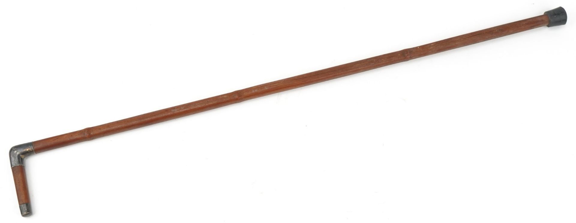 Brigg of London, Edwardian bamboo walking stick with silver mounts, 93cm in length : For further - Image 4 of 4