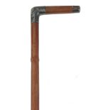 Brigg of London, Edwardian bamboo walking stick with silver mounts, 93cm in length : For further