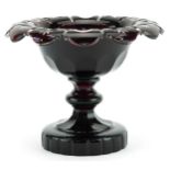 19th century Bohemian ruby flashed pedestal sweetmeat dish, 19cm in diameter : For further