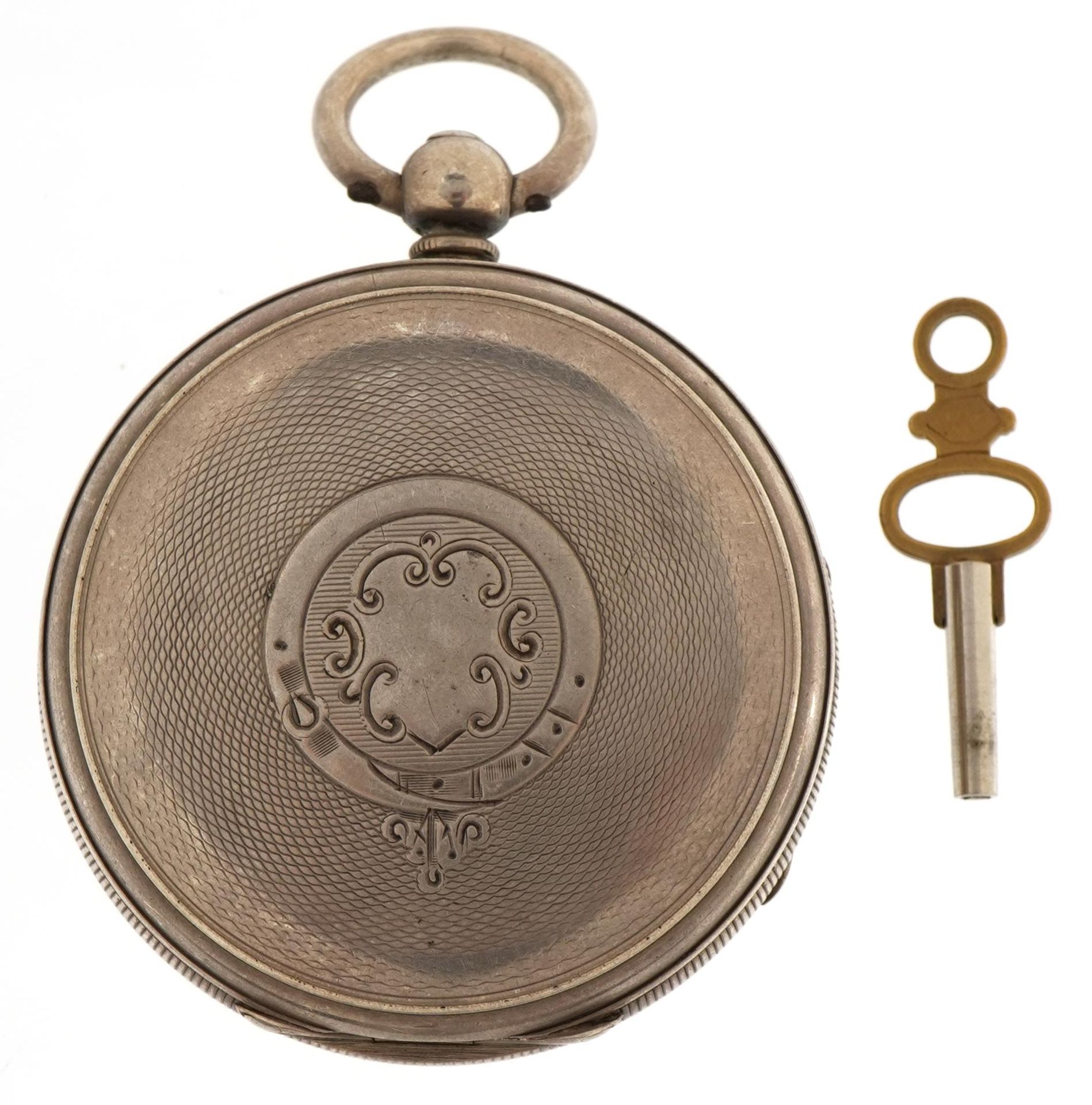 Improved Patent, Victorian gentlemen's silver open face pocket watch with enamelled dial, the case - Image 5 of 5