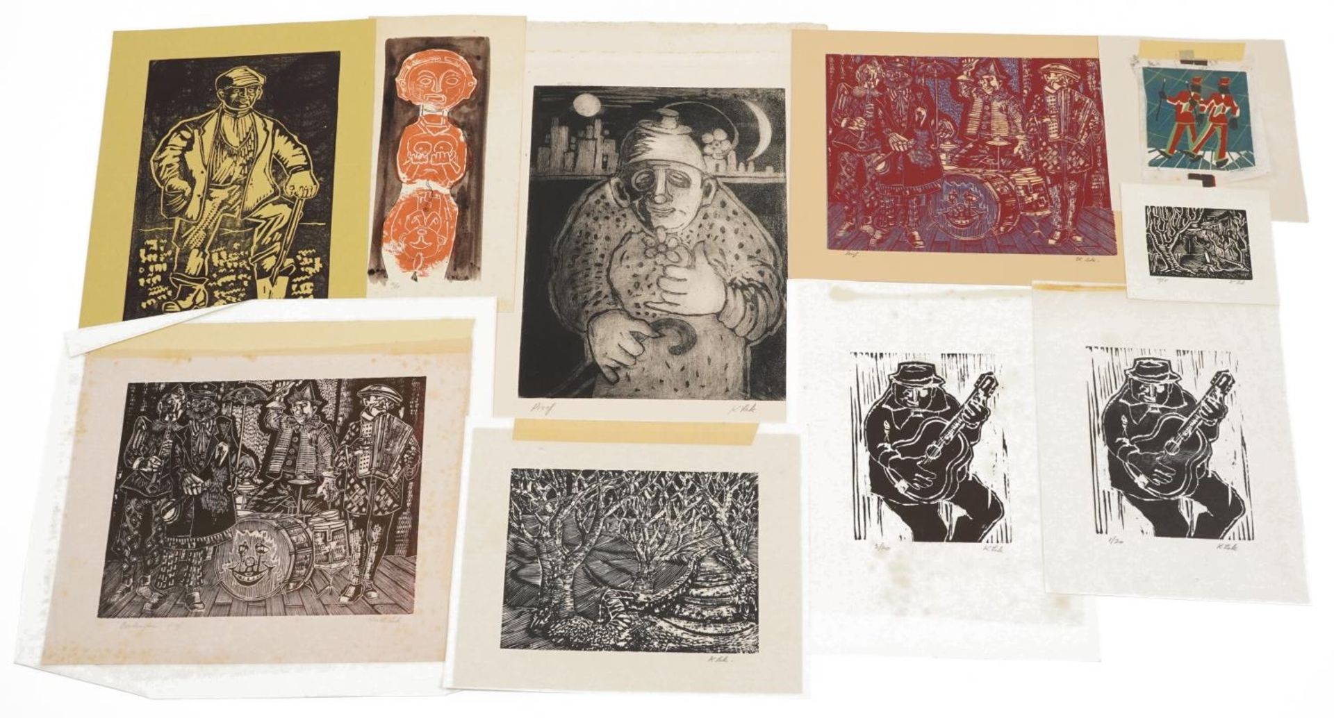 Karel Lek - Ten pencil signed Welsh prints, each unframed, the largest 53cm x 38cm excluding the